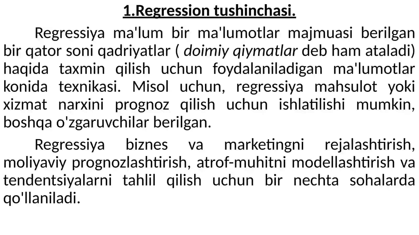 KO’P FAKTORLI REGRESSION MODELLAR 2