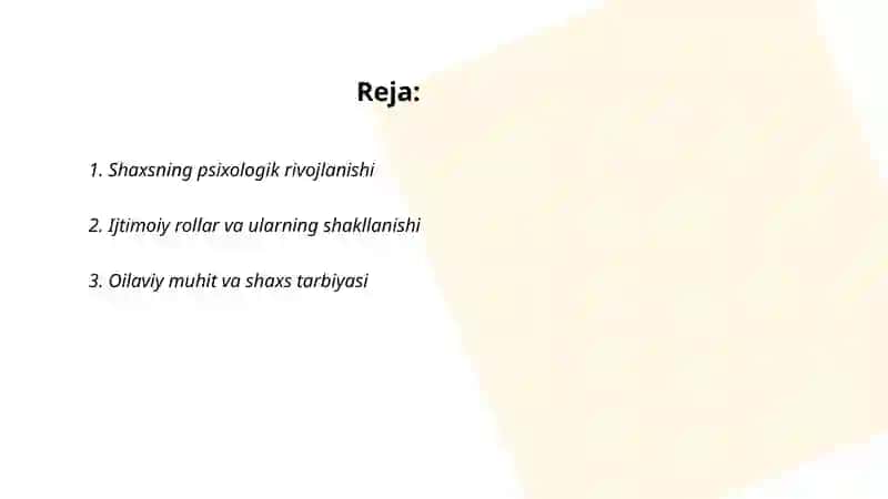 Shaxsning psixologik rivojlanishi 2