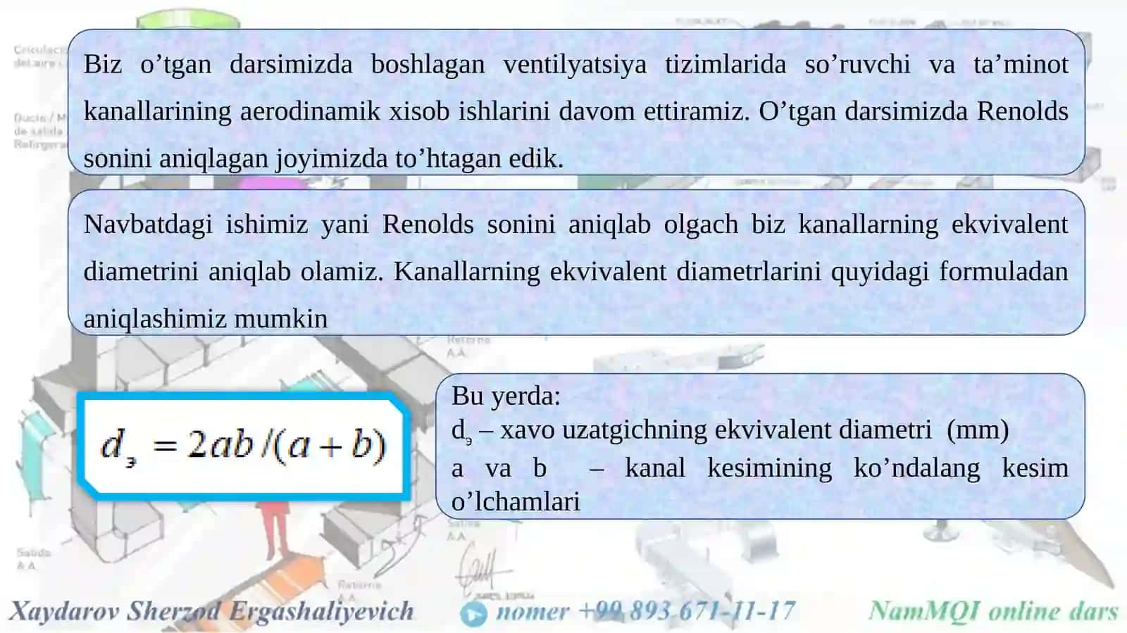 Ventilyatsiya tizimlarini havoso’rish quvurlarini aerodinamik hisobi 2