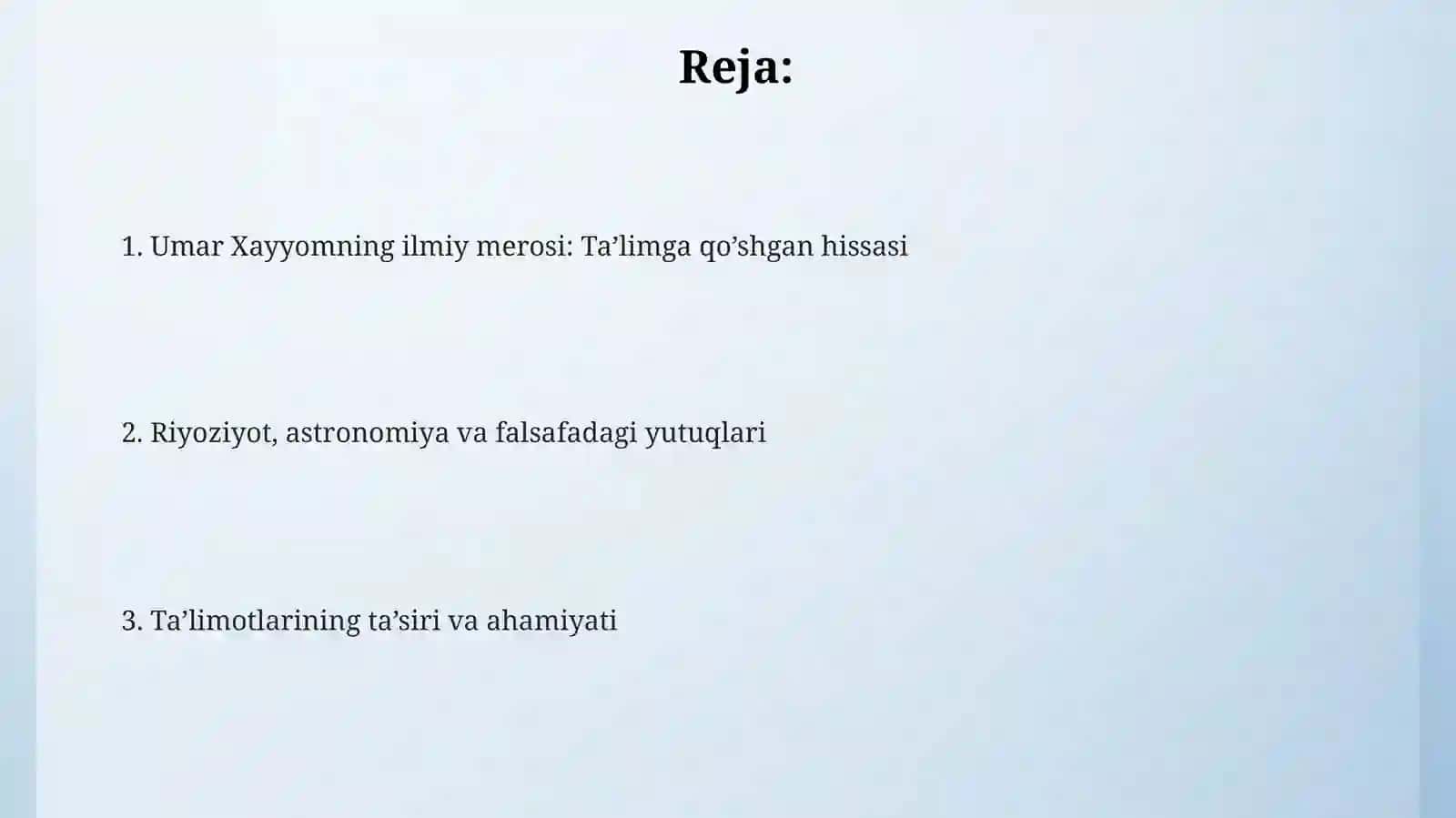 Umar Xayyomning taʼlim sohasiga qõshgan hissasi 2