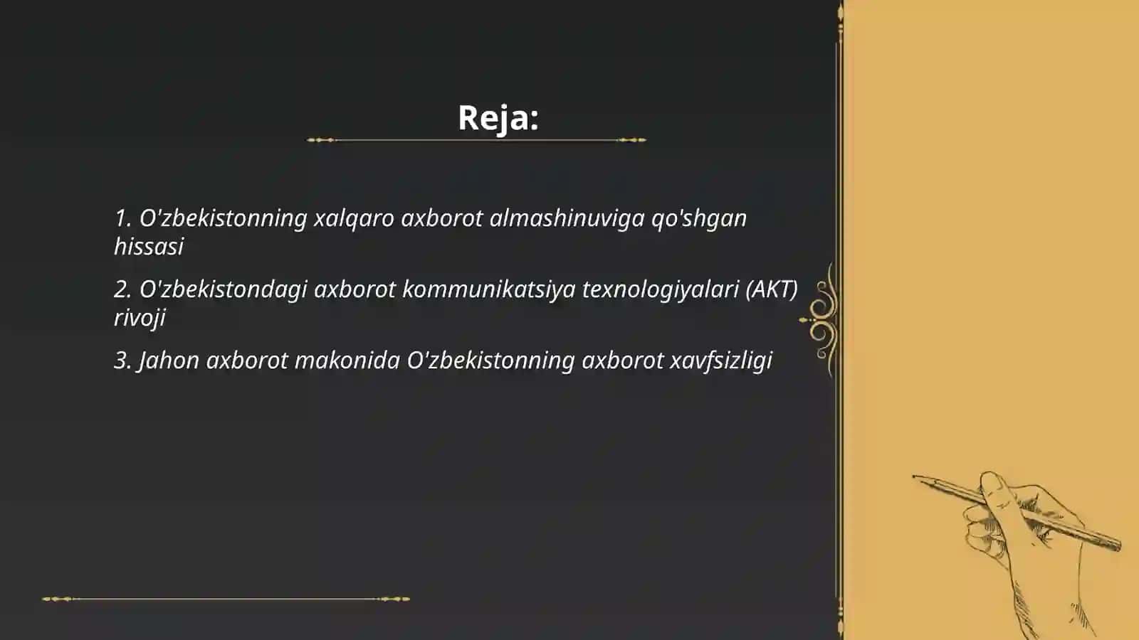 Oʻzbekiston jahon axborot makonidagi roli 2