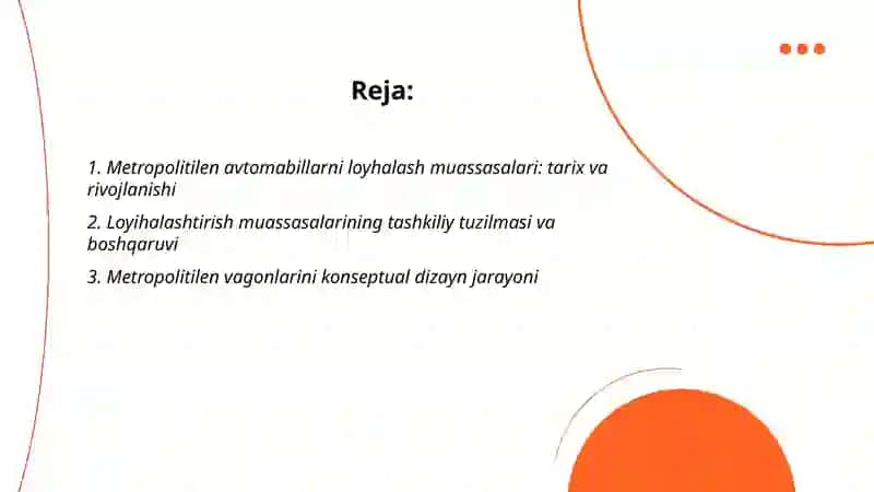 Metropolitilen avtomabillarni loyhalash muassasalari 2