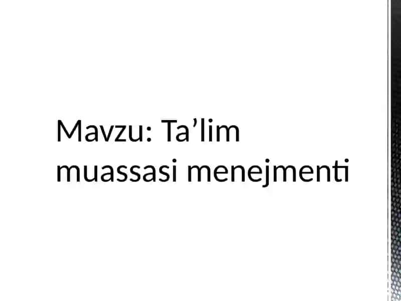 Taʼlim muassasasi menejmenti 2