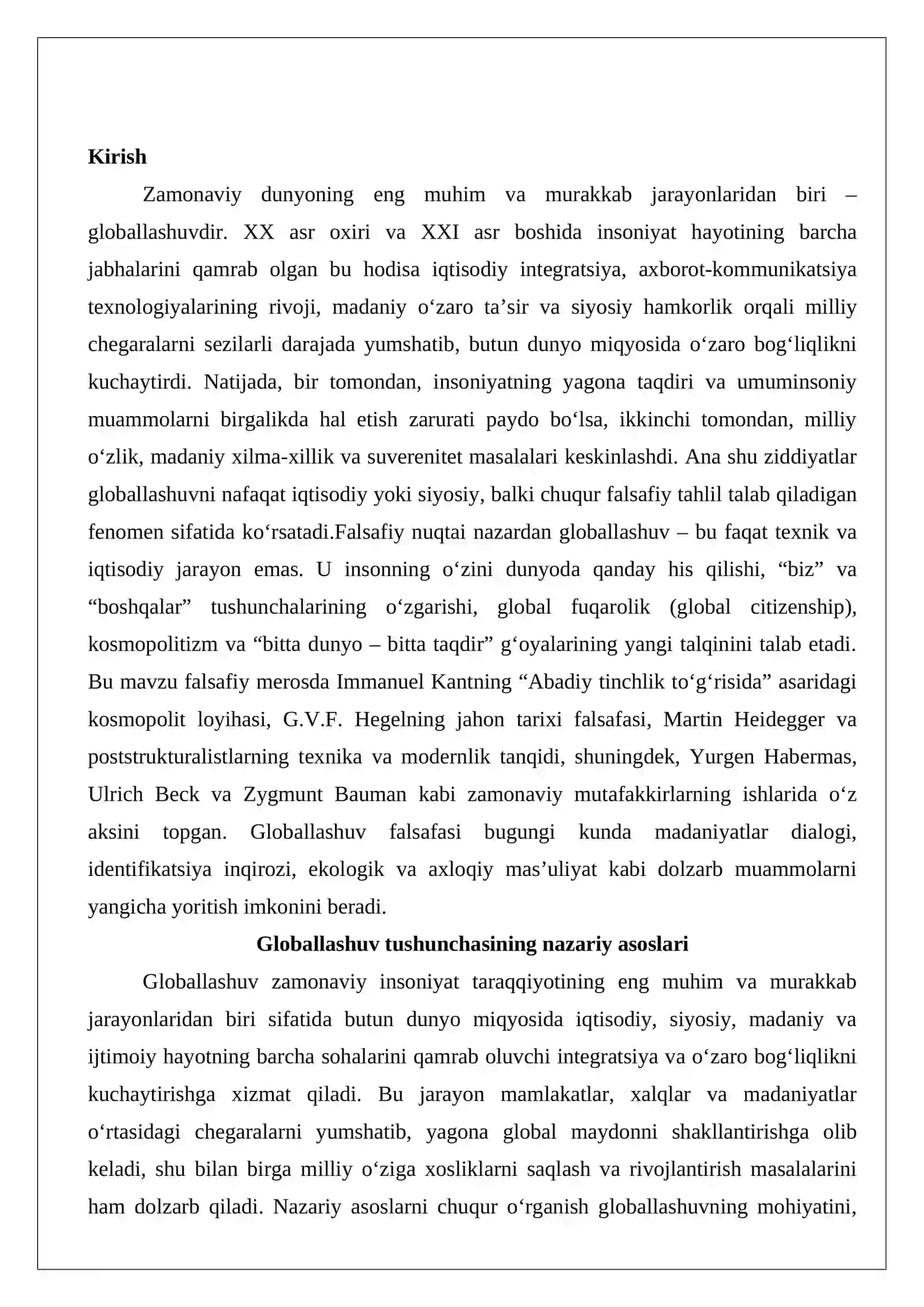 Globallashuvning falsafiy talqini 2