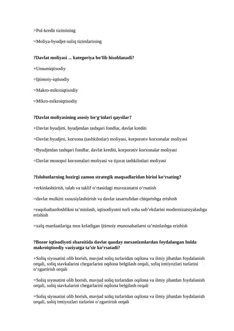 «Moliya tizimi»ning asosiy sohalari 2