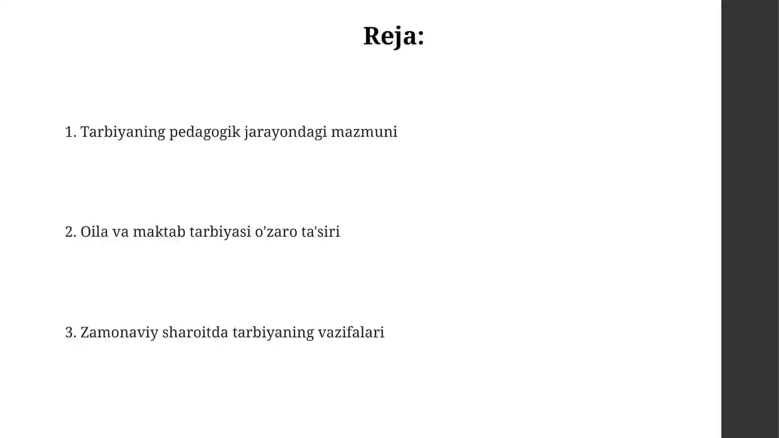 PEDAGOGIK JARAYONDA TARBIYANING MAZMUNI 2