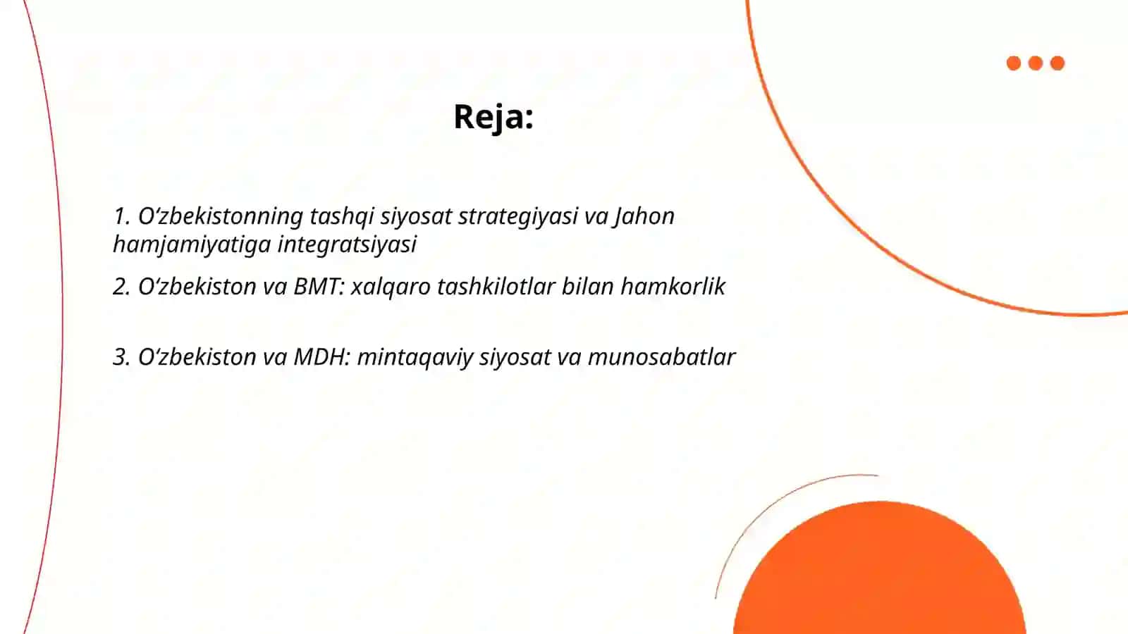 Oʻzbekiston va Jahon hamjamiyati 2