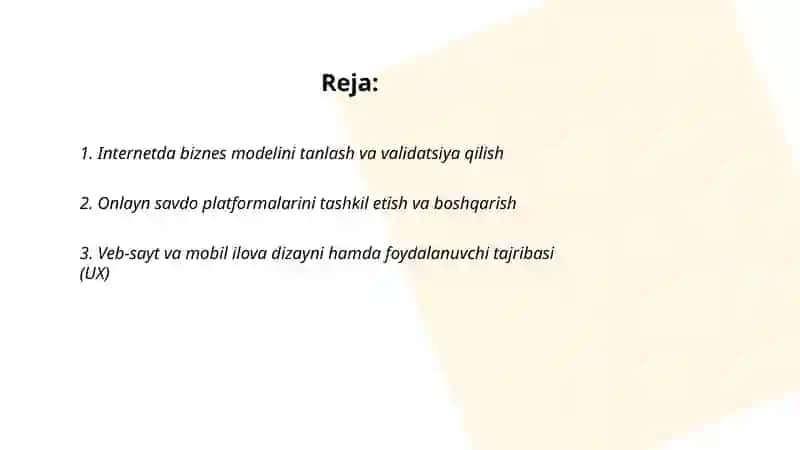 Internetda biznes jarayonlarini tashkil etish 2