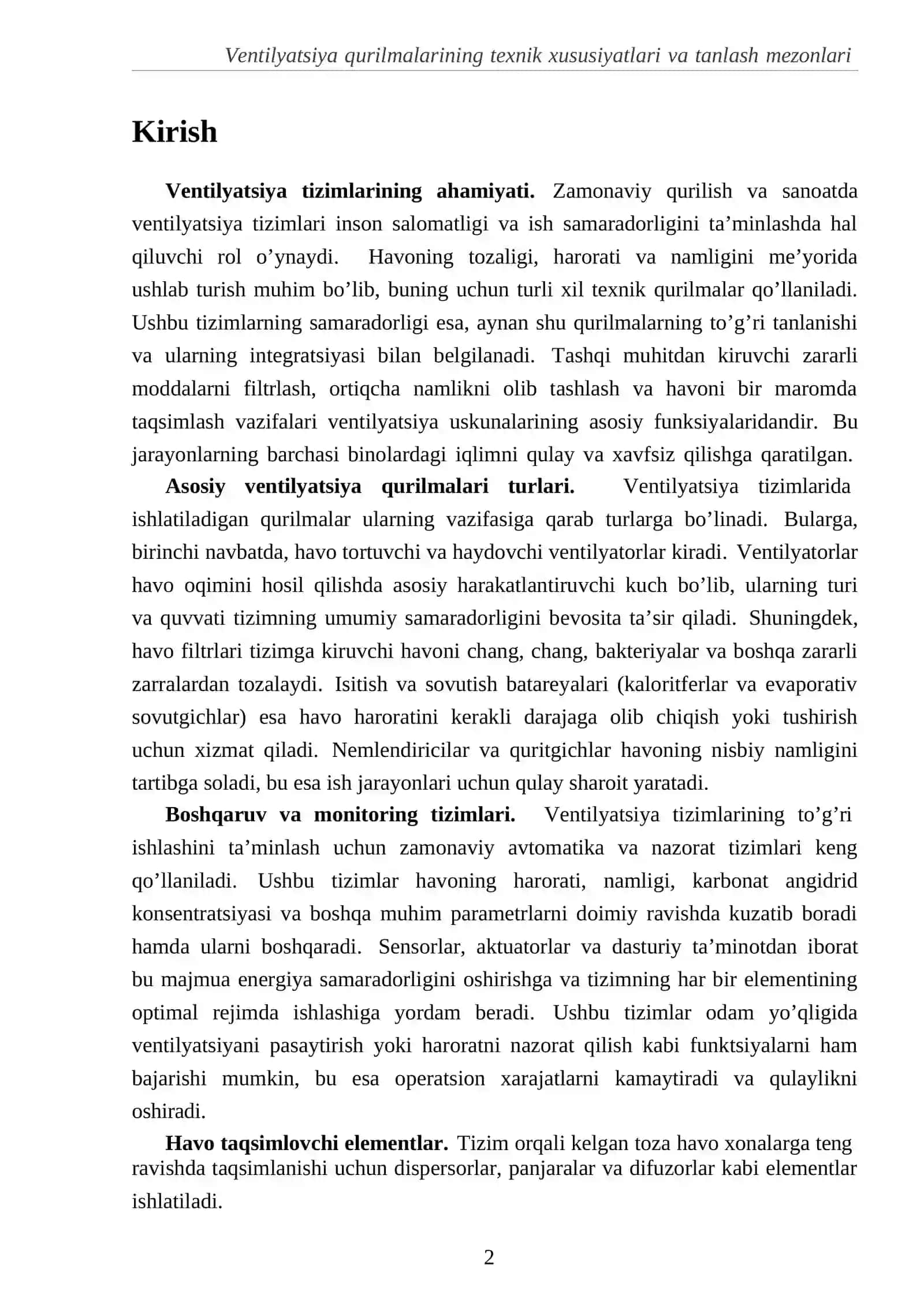 Ventilyatsiya qurilmalarining texnik xususiyatlari va tanlash mezonlari 2