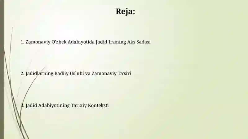 Jadidchilik adabiyotining hozirgi oʻzbek adabiyotida tutgan ahamiyati 2