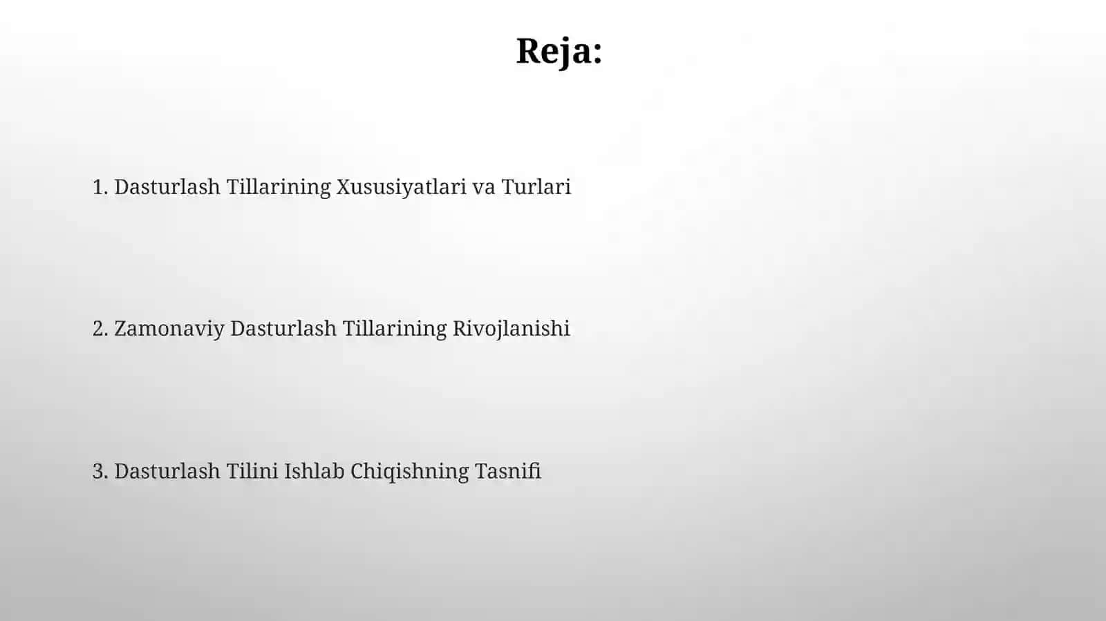 Dasturlashtillariningrivojlanishtasnifi 2