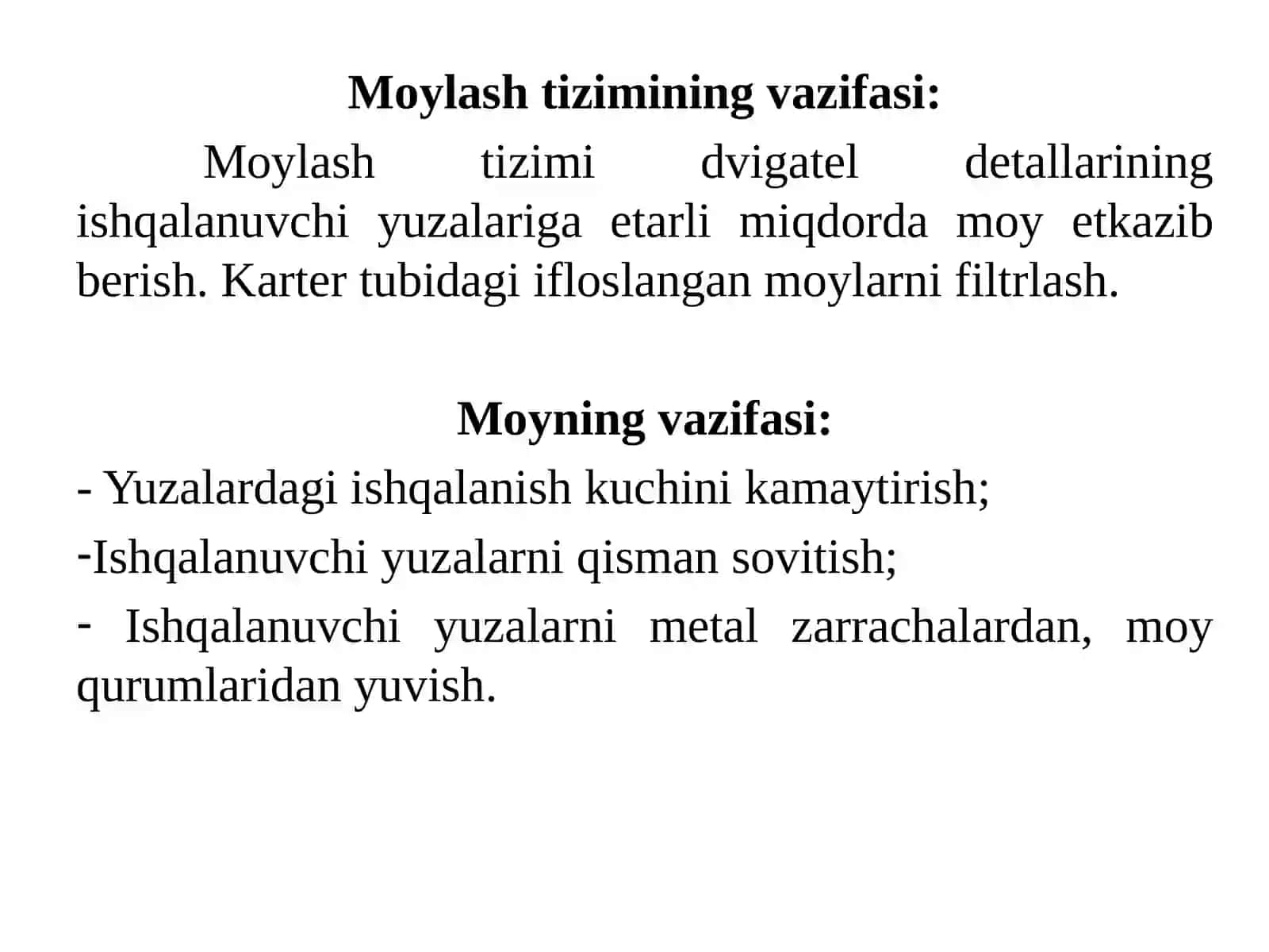 Dvigatelning moylash tizimi 2