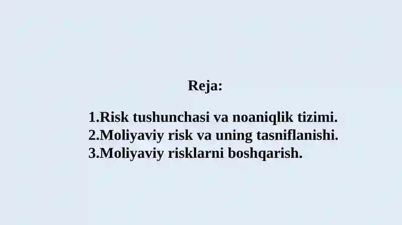 MOLIYAVIY RISKLAR 2