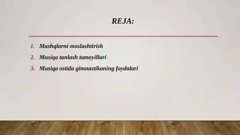 Ertalabki gimnastikani musiqa ostida o‘tish 2