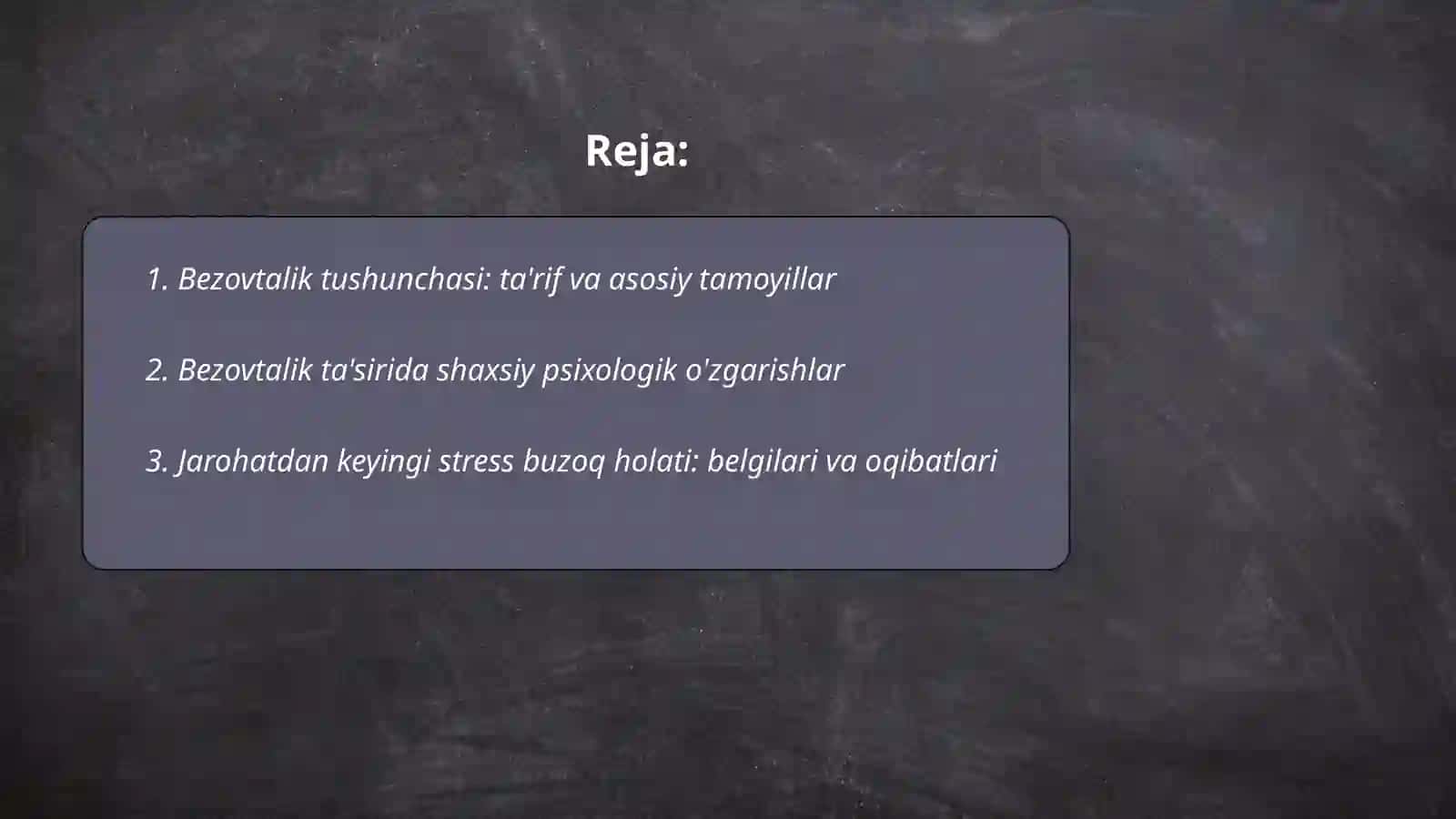 Bezovtalik Tushunchasi 2