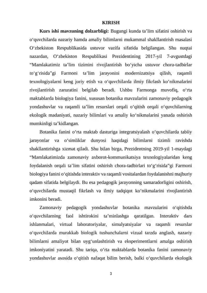 Botanika Mavzularini O'qitish 2