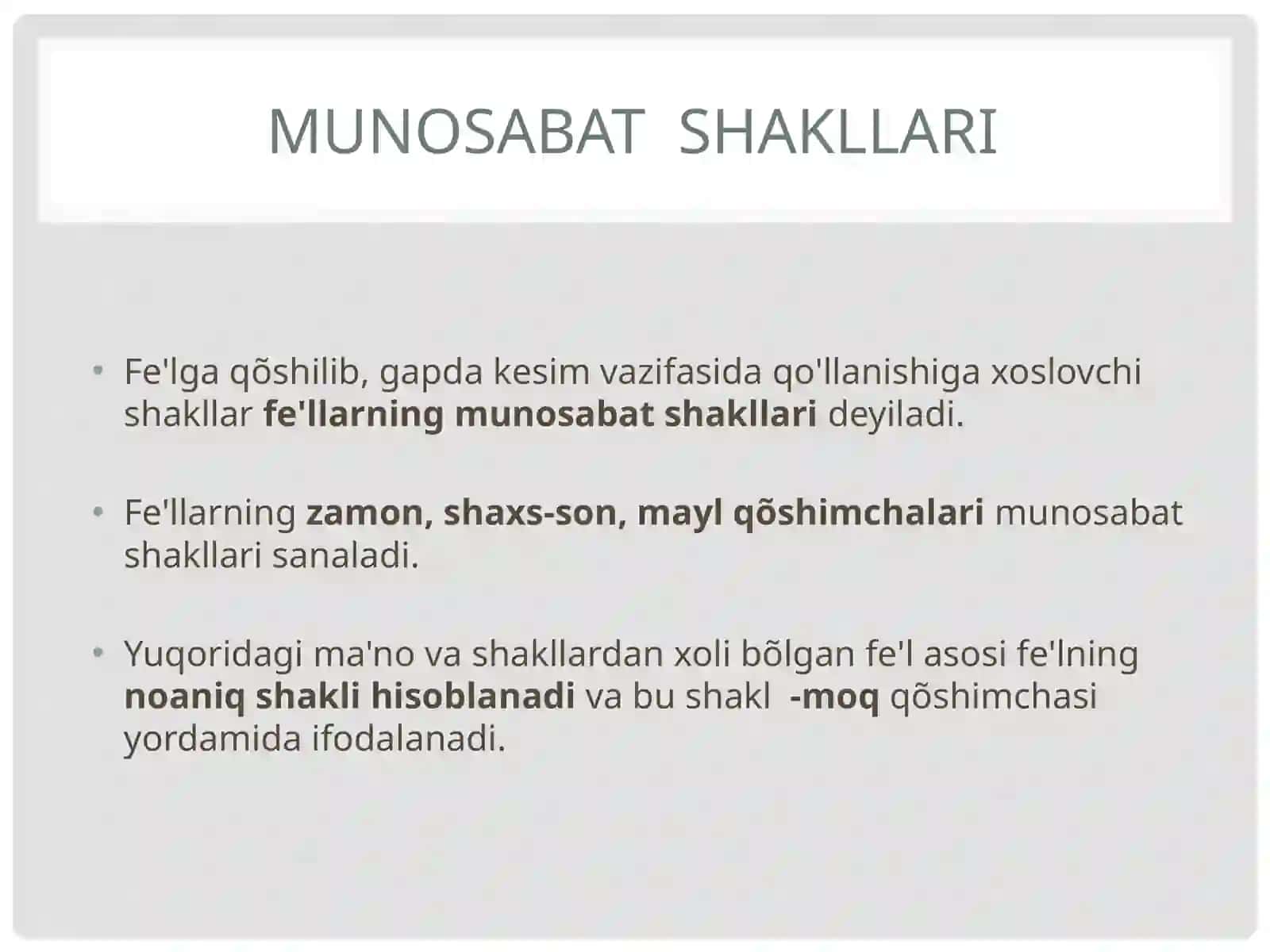 Fe’lning munosabat shakllari tahlili 2