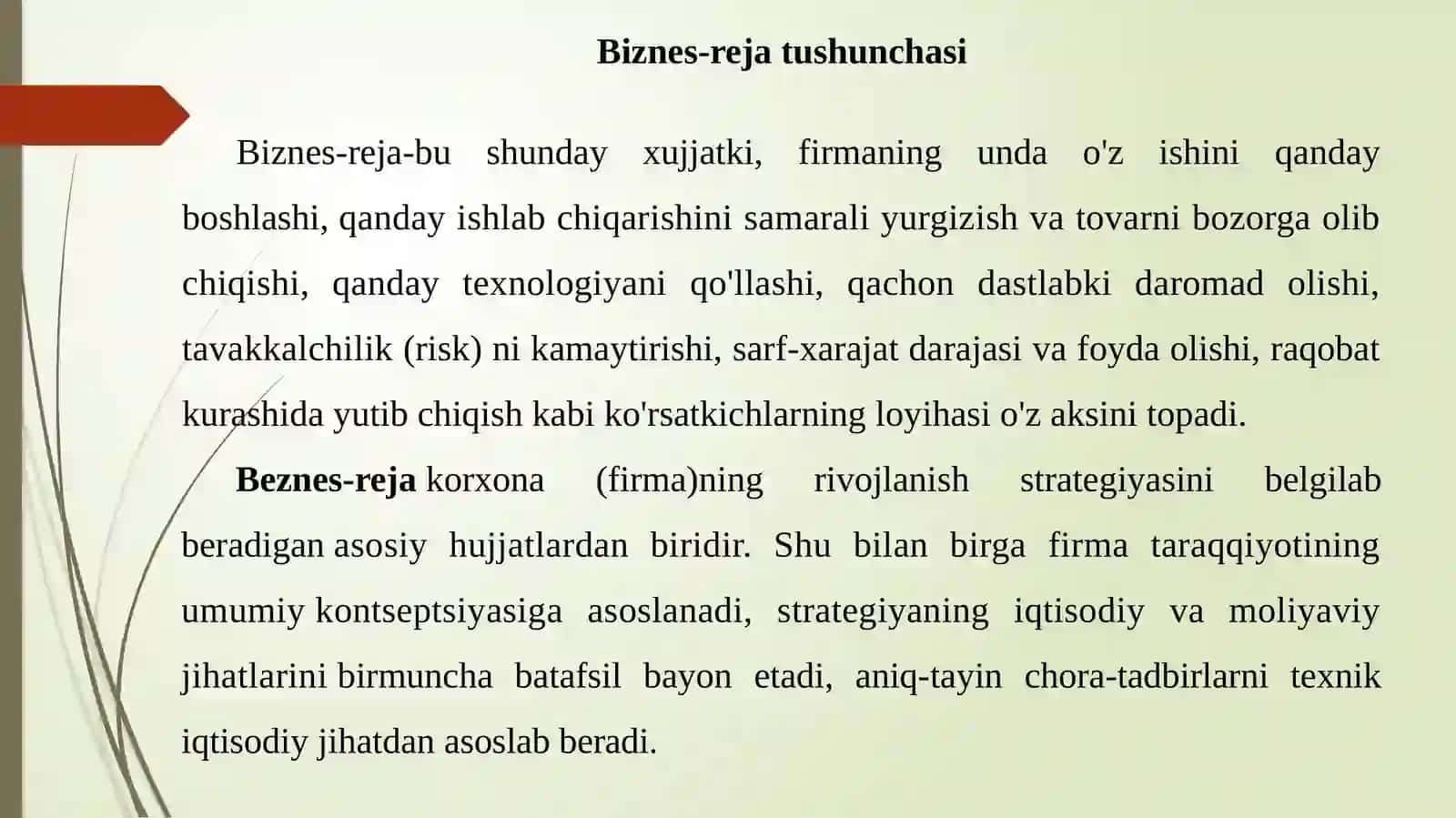 Biznes-rejato’g’risidatushuncha 2