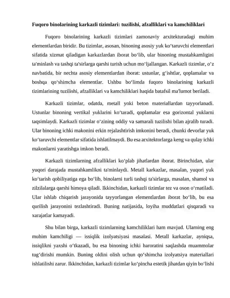 Fuqoro binolarining karkazli va karkazsiz tizimlari 2