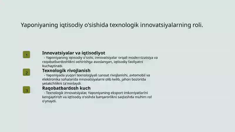 Yaponiyaning iqtisodiy o'sishiga ta'sir etuvchi omillar 2