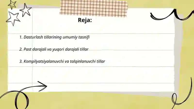 Dasturlash tillari va ularning turlari 2