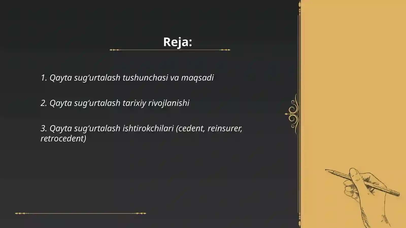Qayta sugʻurtalash asoslari 2