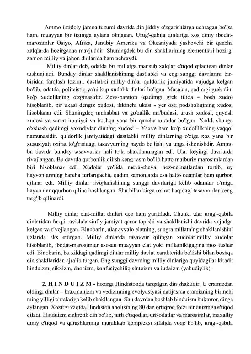 MAVZU. MILLIY DINLAR 2