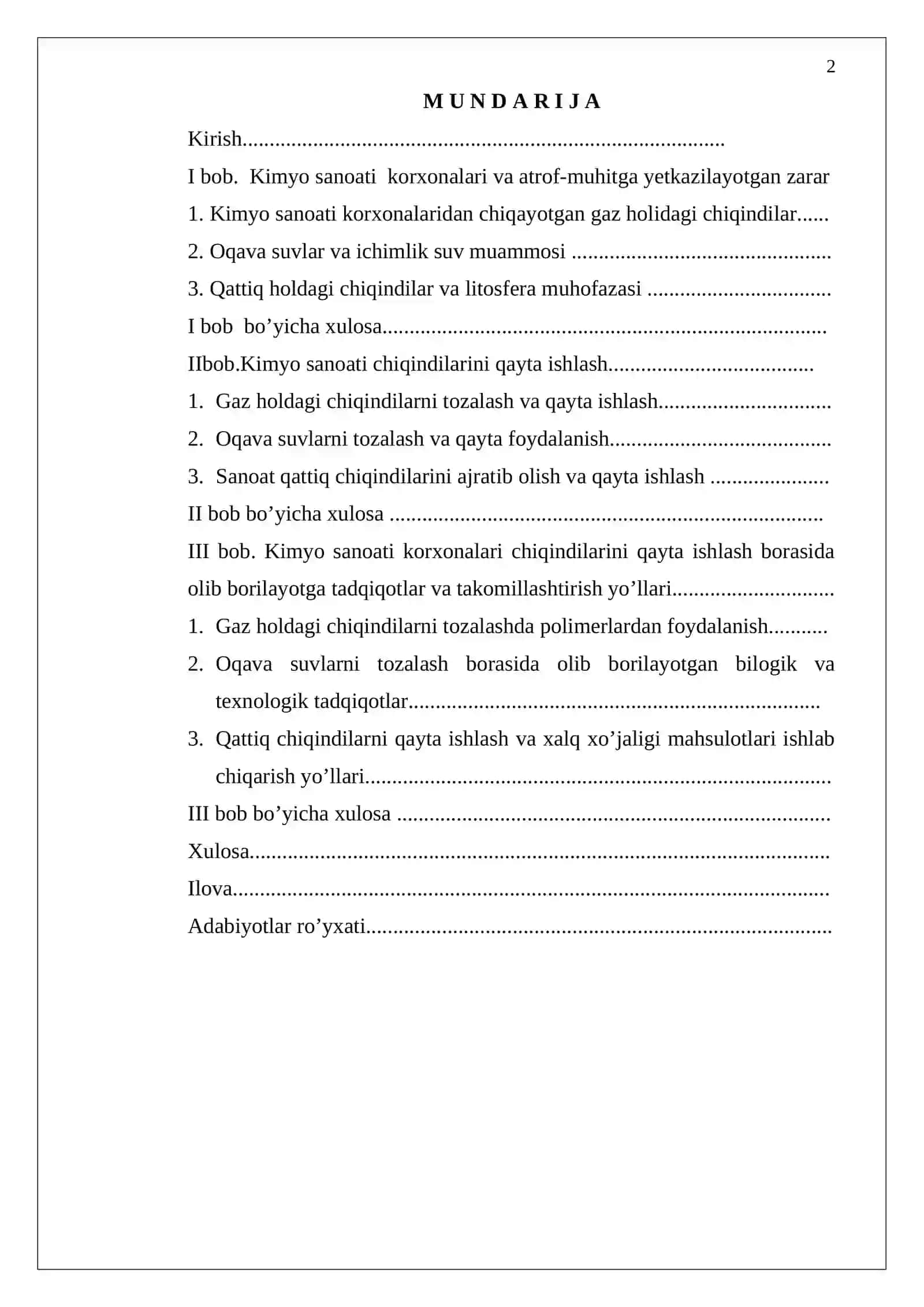 Kimyo sanoati chiqindilarini qayta ishlash 2
