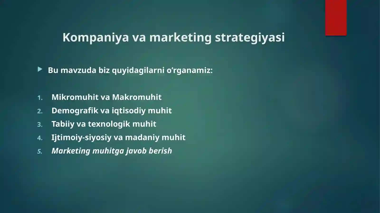 Marketing muhitini tahlil qilish 2