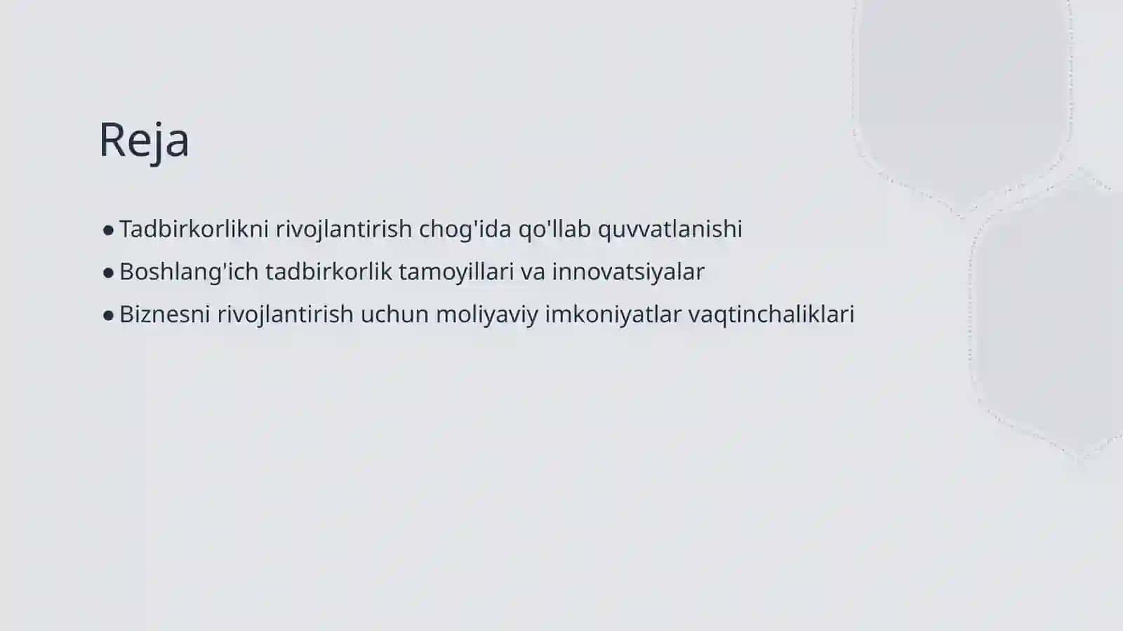 Tadbirkorlikning qo'llab quvvatlanishi 2