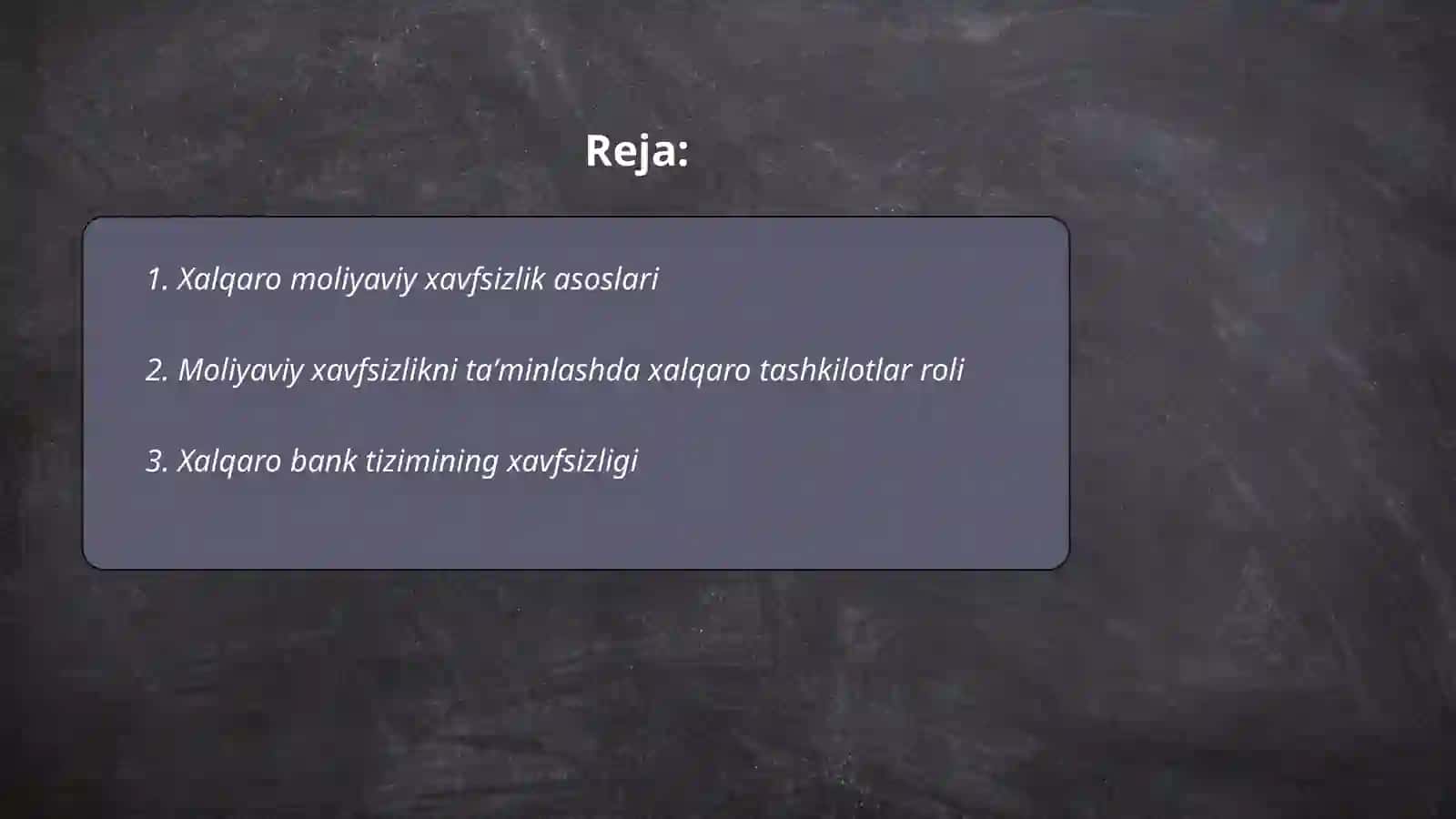 Xalqaro moliyaviy xavfsizlik asoslari 2