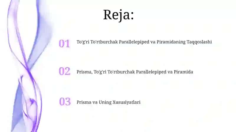 Prisma, To'g'ri To'rtburchak Parallelepiped va Piramida 2