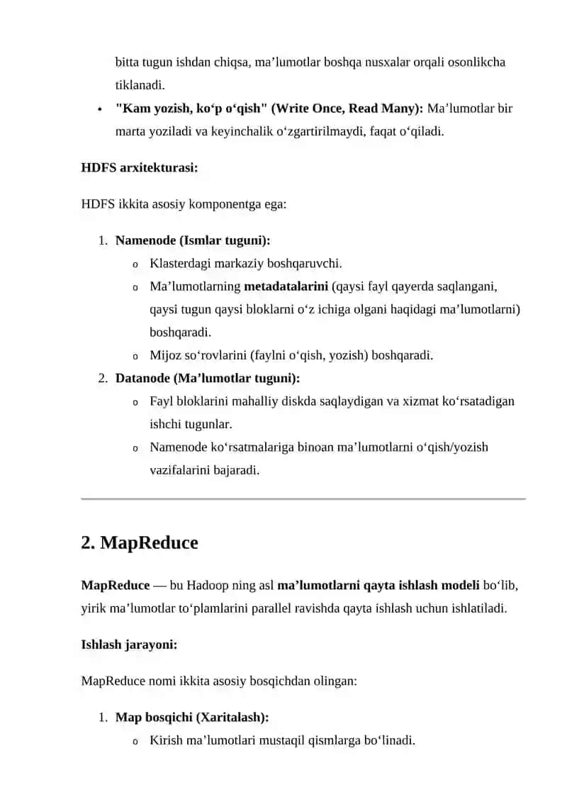 Hadoop ekotizimi va uning komponentlari 2