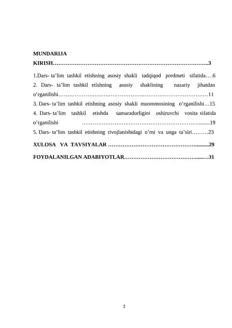 Dars- Ta'lim Tashkil Etishning Asosiy Shakli 2