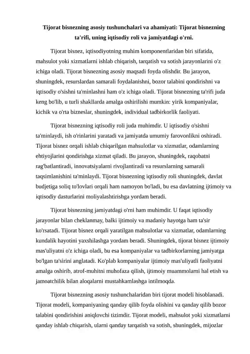 Tijorat bisnez va tijorat modeli 2