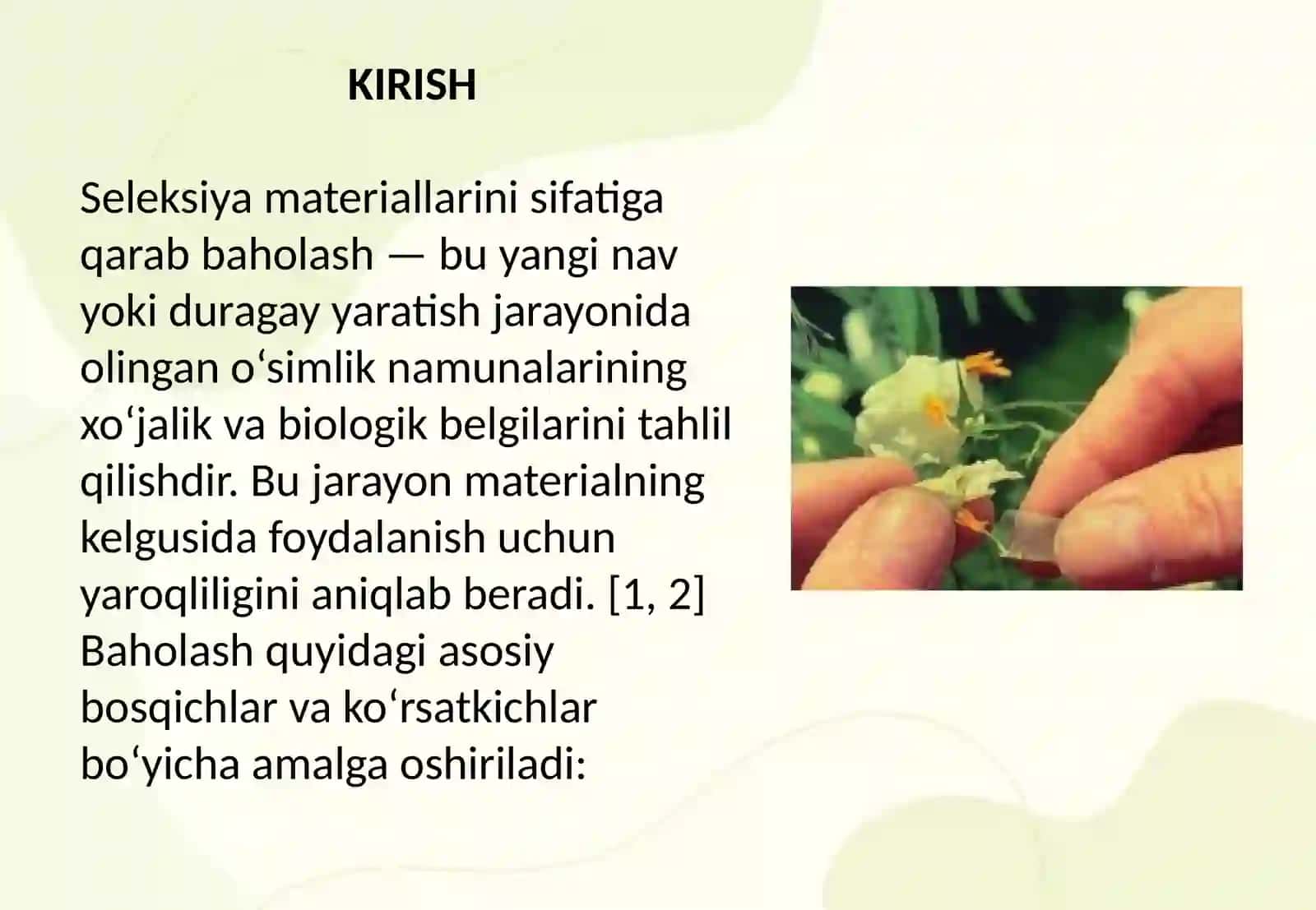 Seleksion materiallarni sifatiga qarab guruhlash 2