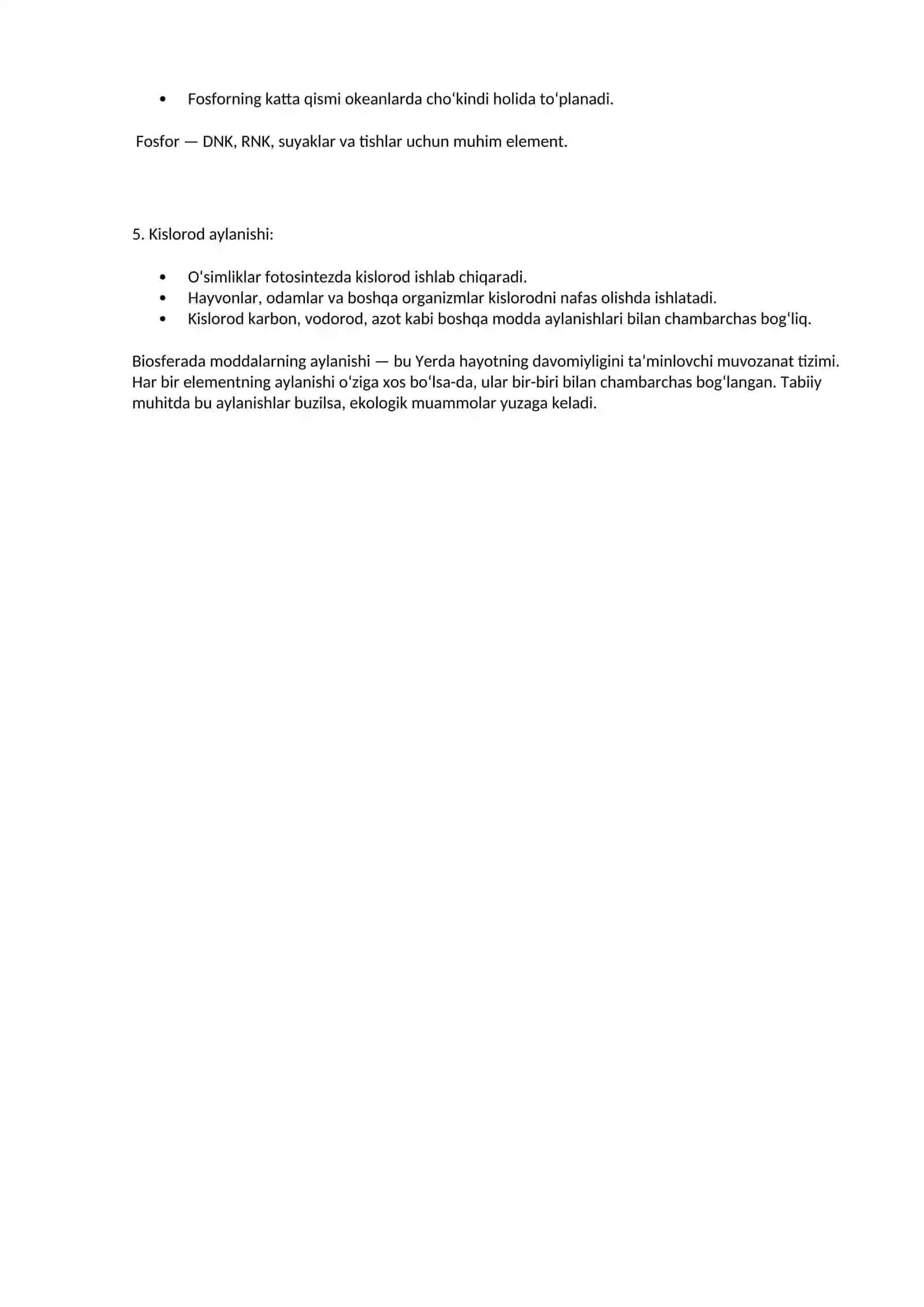 Biosferada moddalarning aylanishi 2
