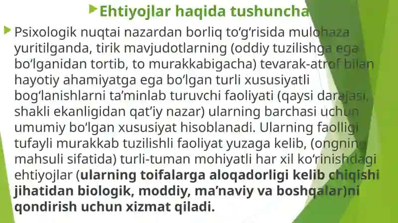 EHTIYOJ VA QIZIQISHLARNING PSIXOLOGIK TASNIFI 2