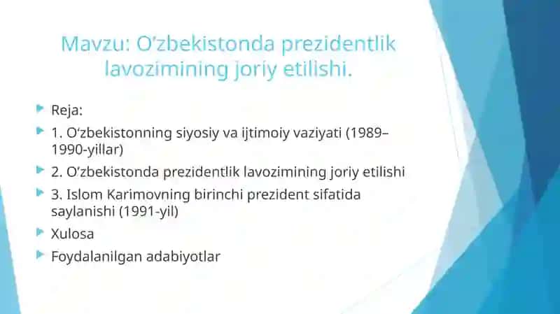 O’zbekistondagi Prezidentlik Lavozimi 2