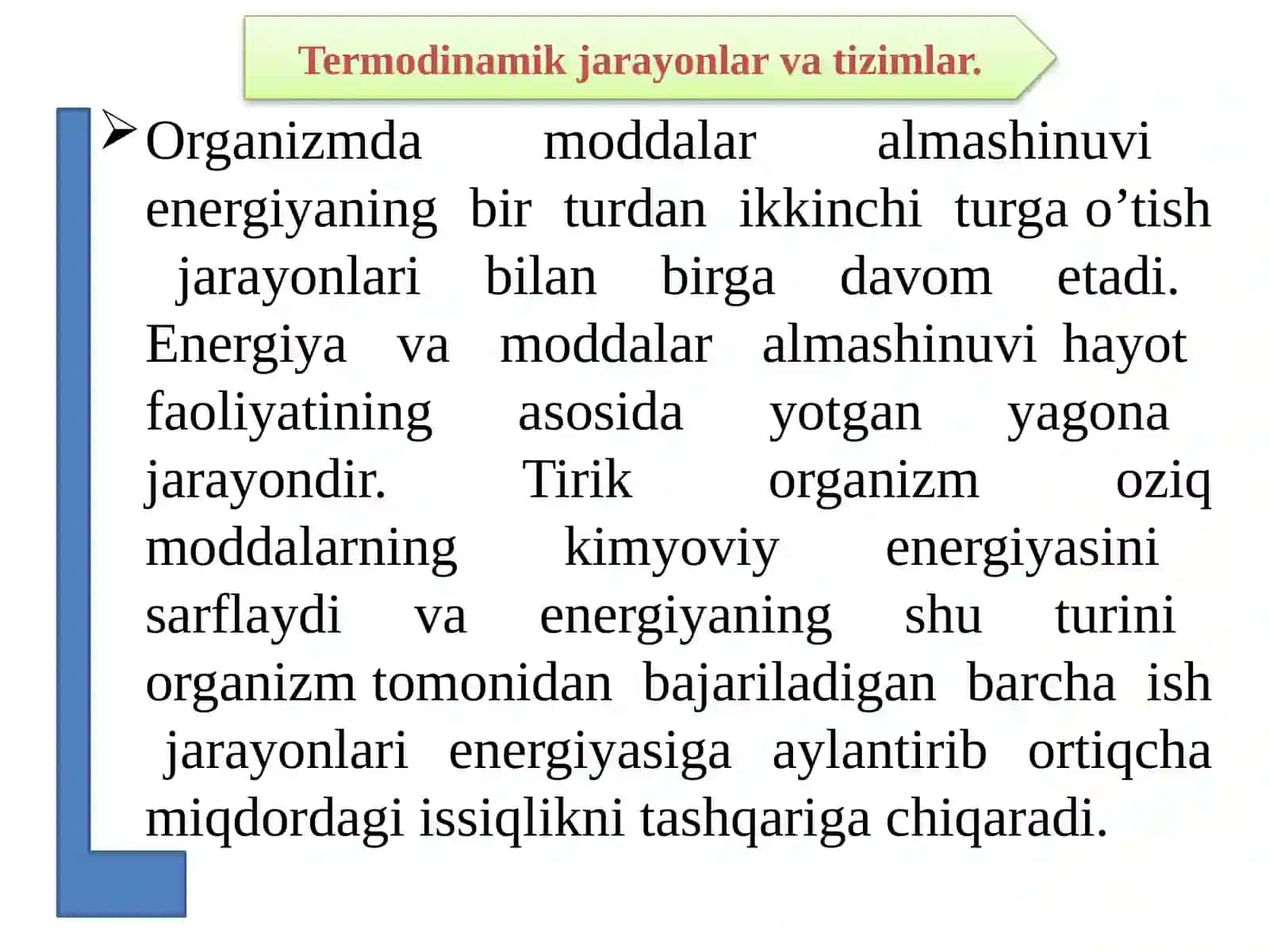 Biologik jarayonlar termodinamikasi 2