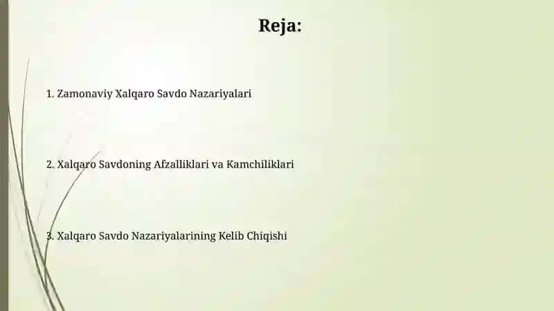 Xalqaro savdo nazaryalari 2