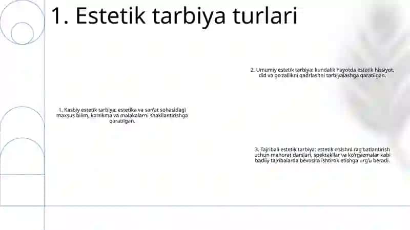 Estetik Tarbiyaning Turlari Va YoʻNalishlari 2