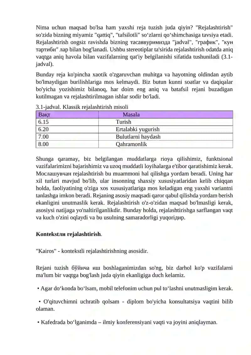 TAYM MENEJMENTDA ISH VAQTINI REJALASHTIRISH 2