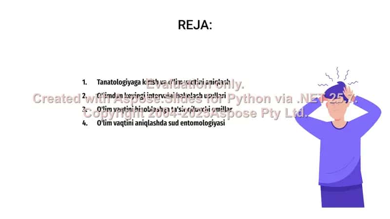 Oʻlim vaqtini aniqlash. Tanatologiya 2