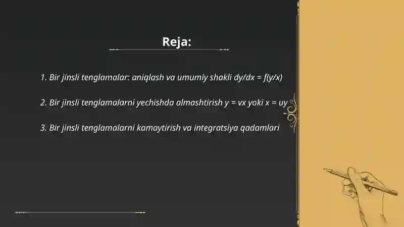 Bir jinsli tenglamalar 2