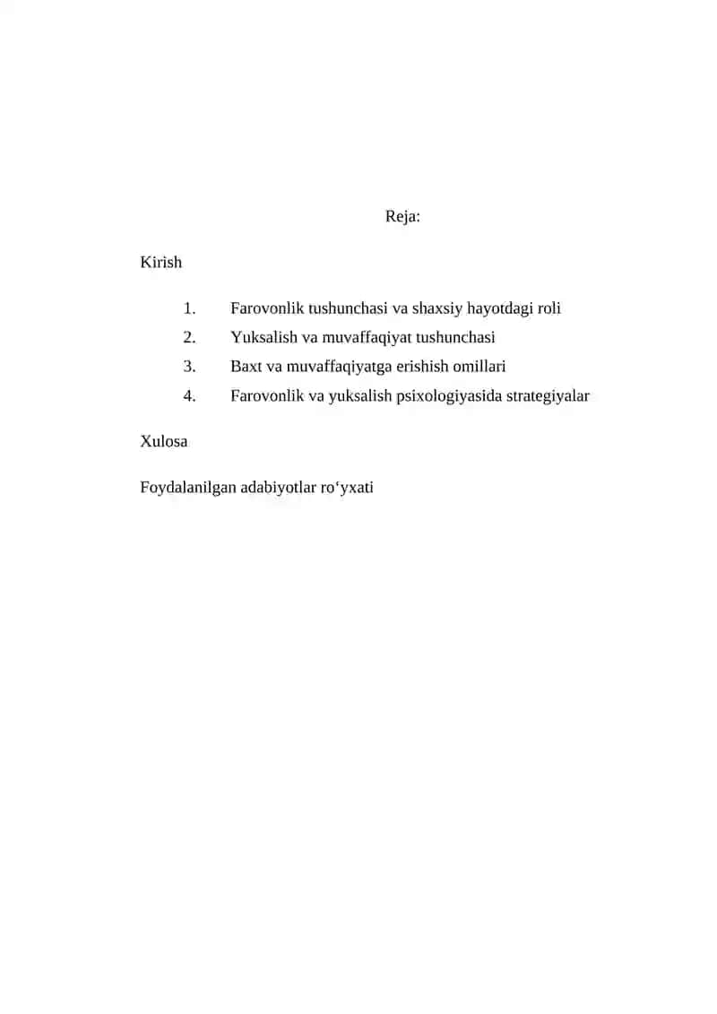 Farovonlik va yuksalish psixologiyasi 2