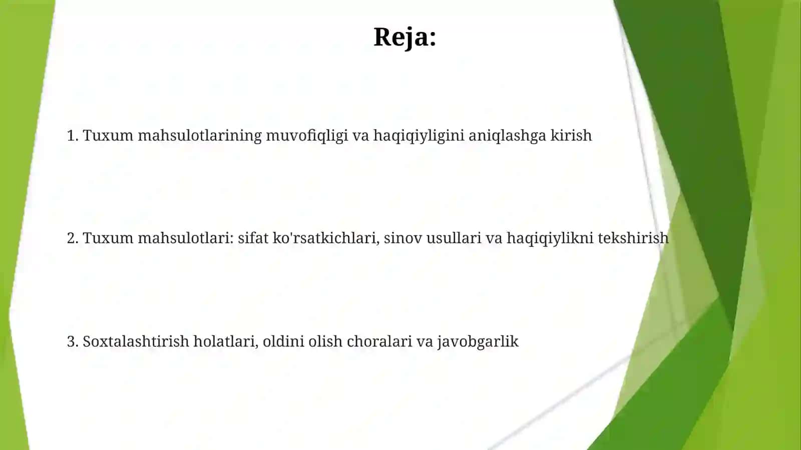 Tuxum mahsulotlarimuvofiqligivasoxtaliginianiqlash 2