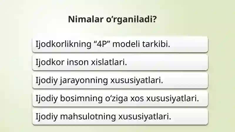 KREATIVLIKNING “4 P” MODELI 2