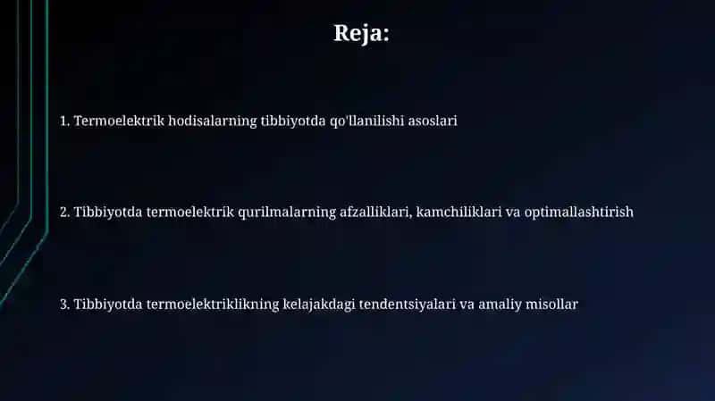 Termoelektrik hodisalar va ularning tibbiyotdagi ahamiyati 2
