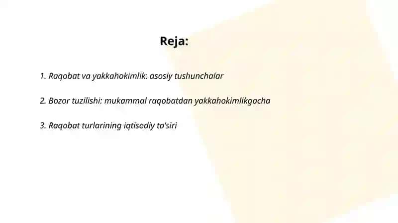 Raqobat va yakkahokimlik 2